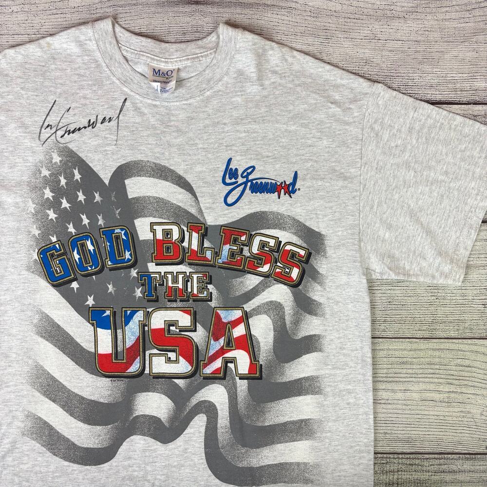 Vintage 1990s Lee Greenwood God Bless The USA Autographed T-shirt